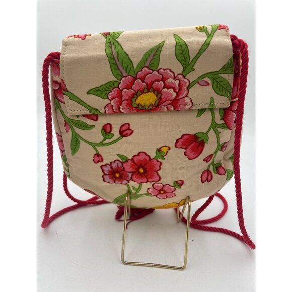 Kathy Robinson Floral Print Purse  Vibrant Tassel & Rope Strap  Eye-Catching Sty - Picture 5 of 6